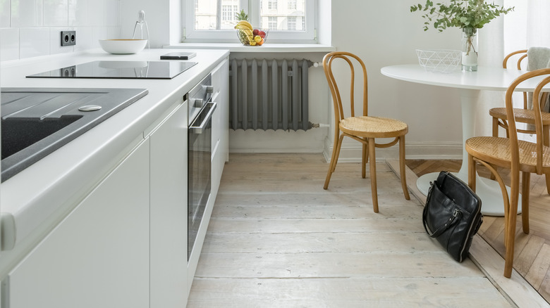 cane chairs in modern kitchen