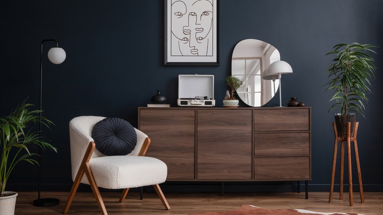 curved mirror in living room