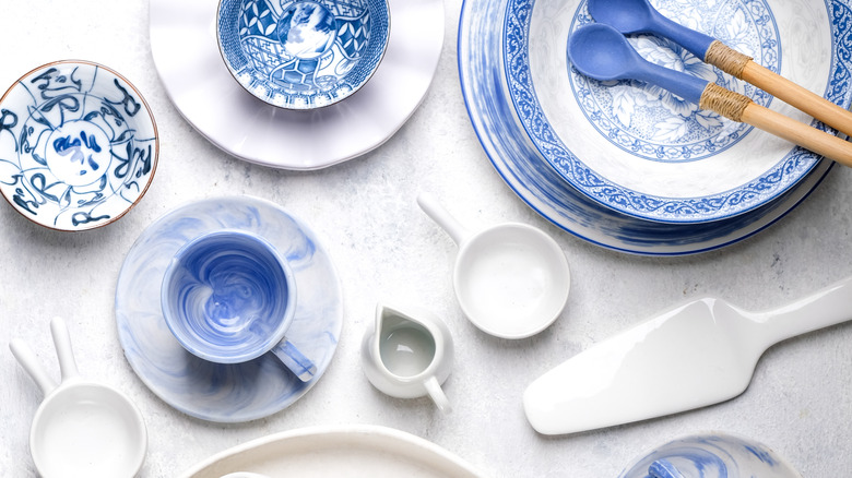 Blue and white dishes