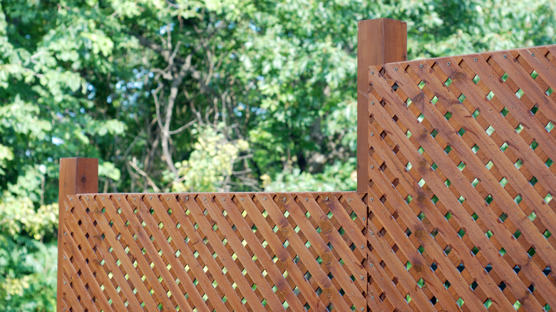 a wooden privacy screen