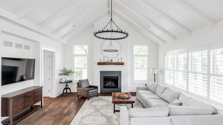 white shiplap ceiling