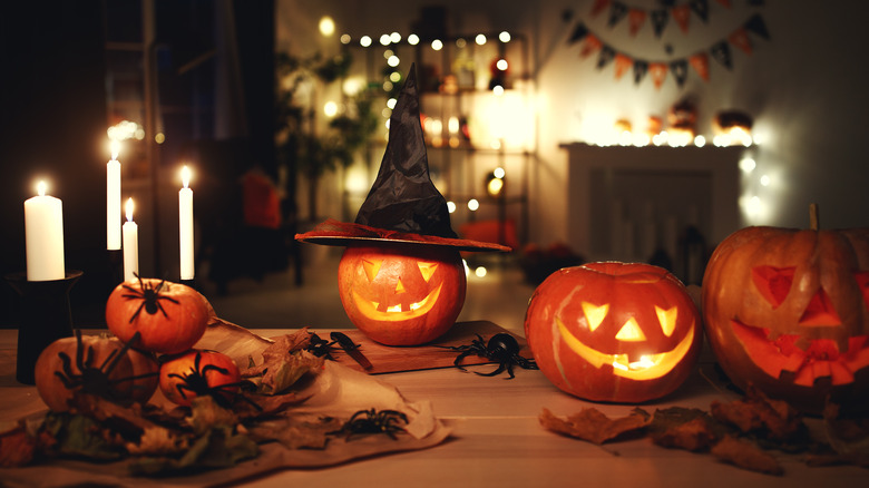 Pumpkins with candles inside