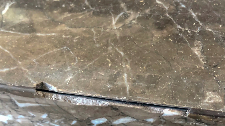 chipped granite counter