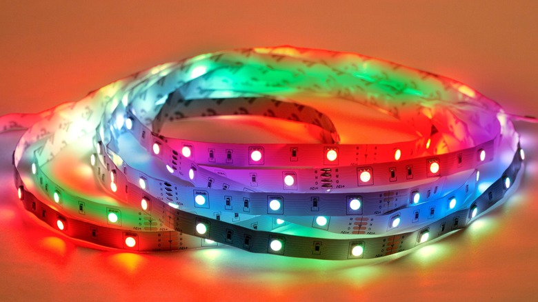 Rainbow colored rope lights