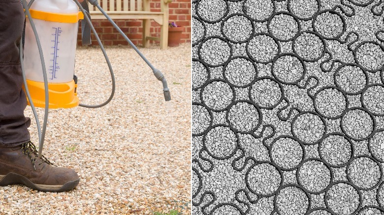 gravel spray and permeable pavers