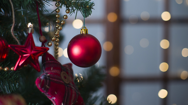 ornaments on christmas tree