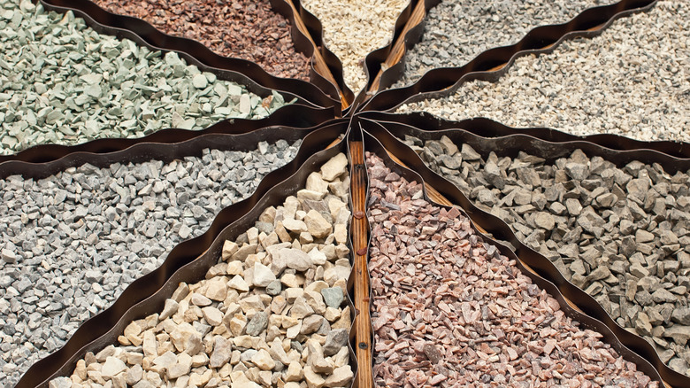 Crushed stone gravel in different colors