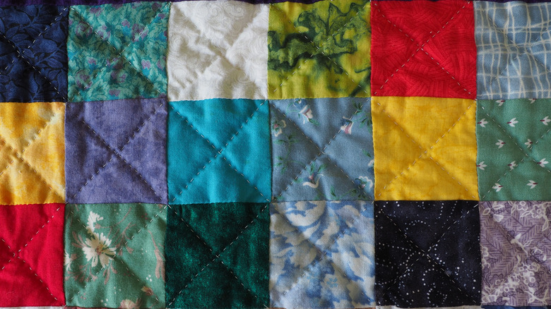 patchwork quilt with squares