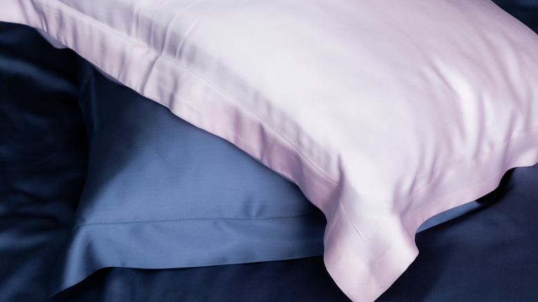 blue and purple pillowcases