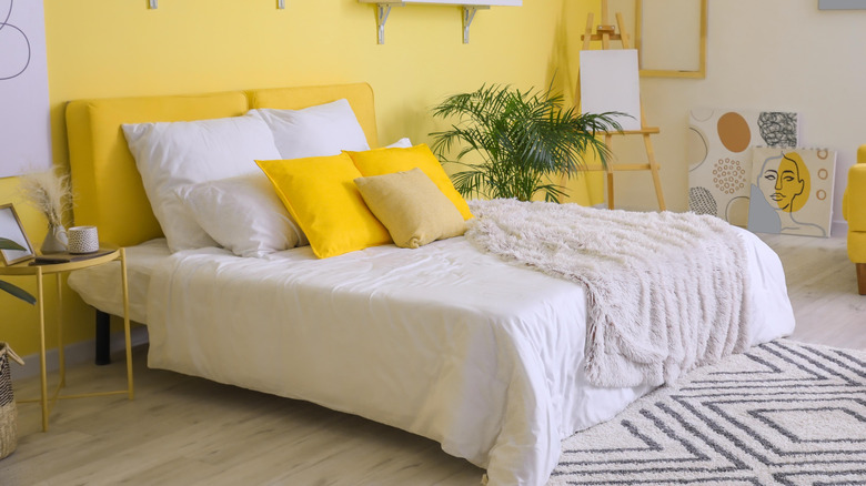 Yellow and white bedroom