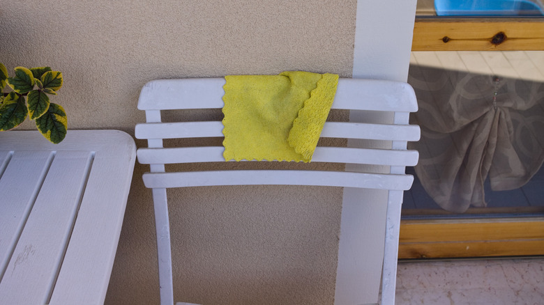 wipe on white chair