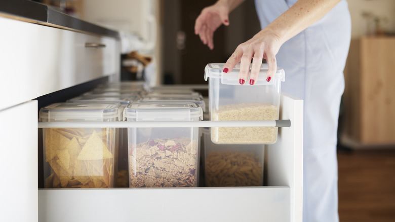 kitchen drawer with storage containers