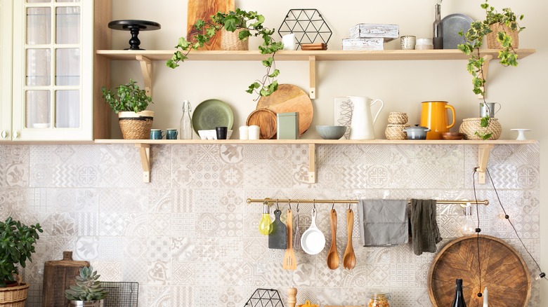 open shelves in kitchen