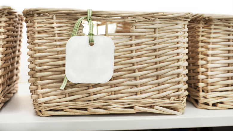 basket on a shelf