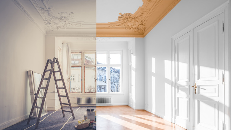 Room with painted ceiling feature