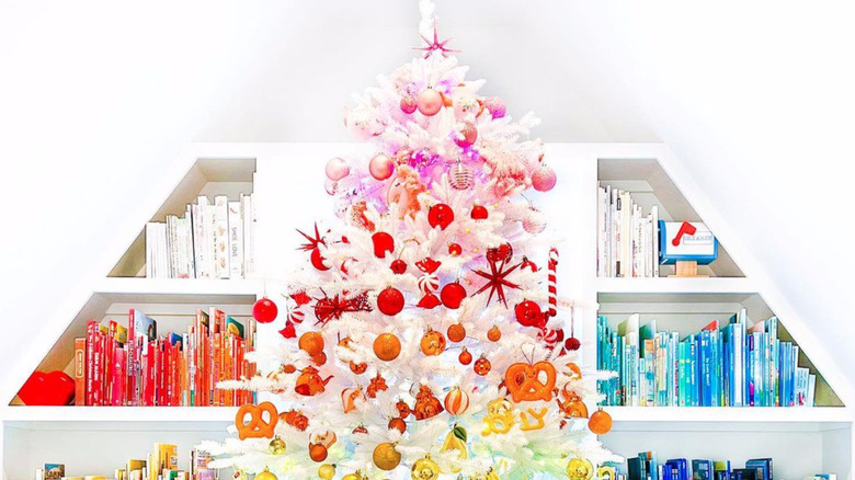 christmas tree with rainbow books