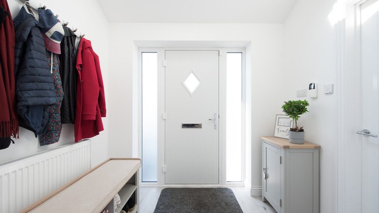 coats hanging in entryway