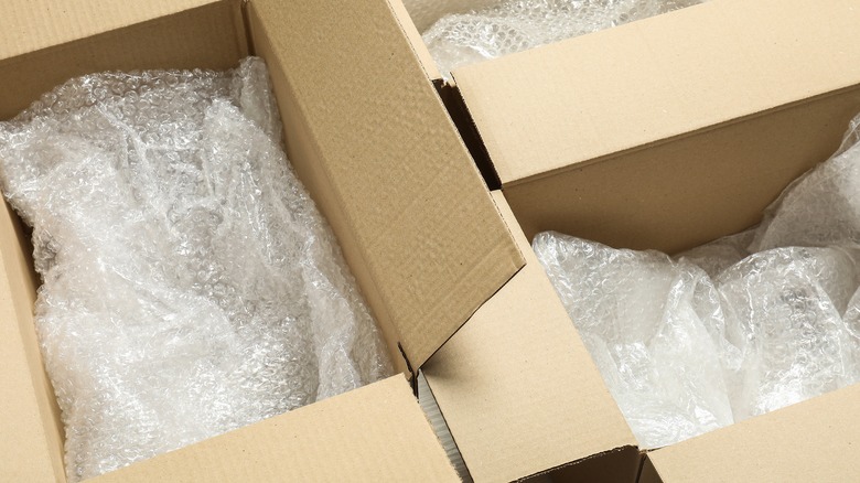 Boxes containing bubble wrap