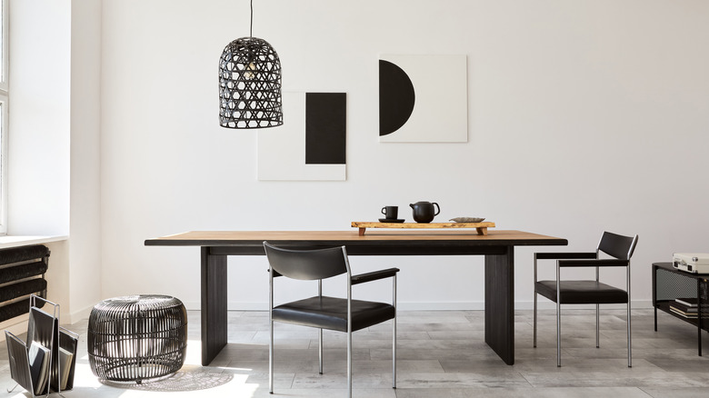 black and white dining room