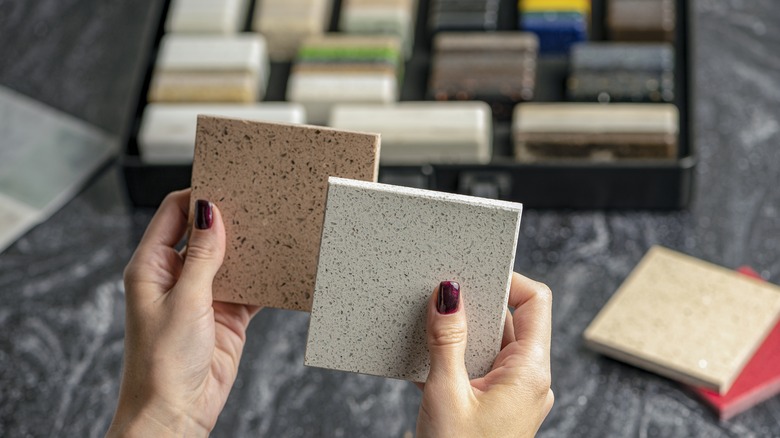 Holding tile block samples