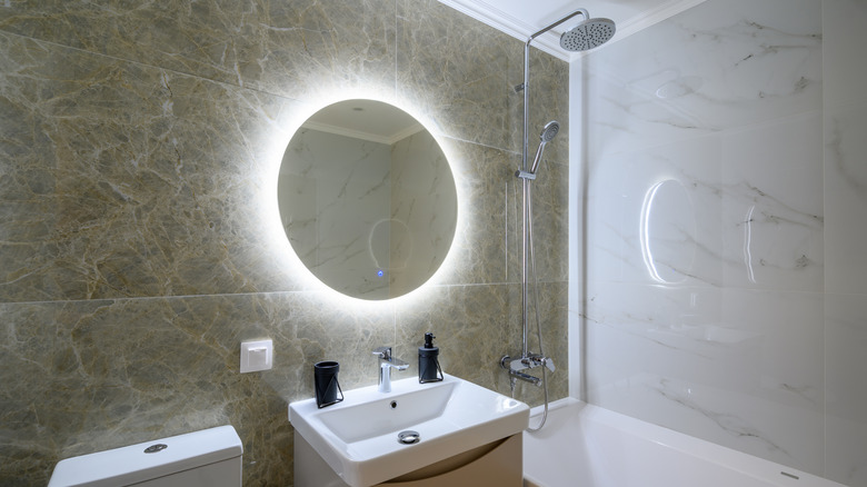 Modern bathroom with chrome fixtures