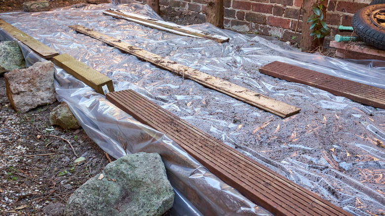 Soil covered with plastic sheets