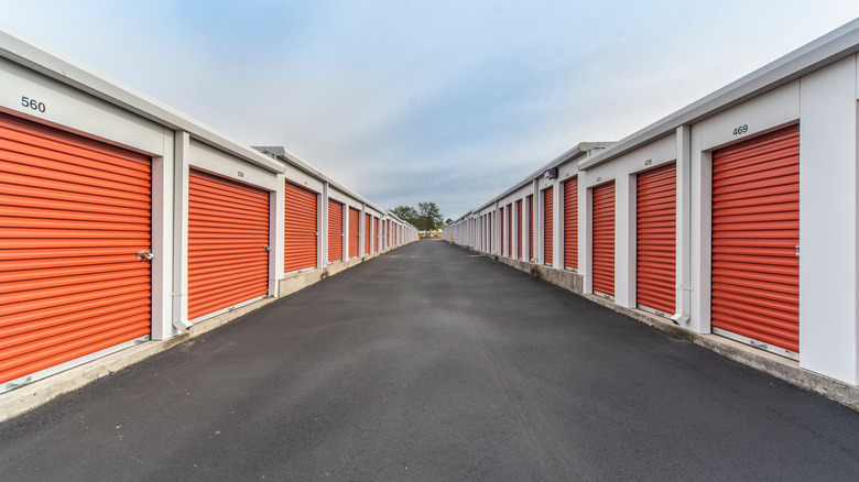 Outdoor storage units the orange doors