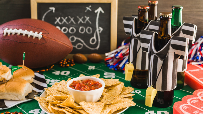 football snacks and drinks