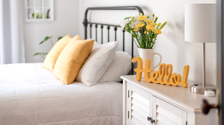 cheerful yellow guest room