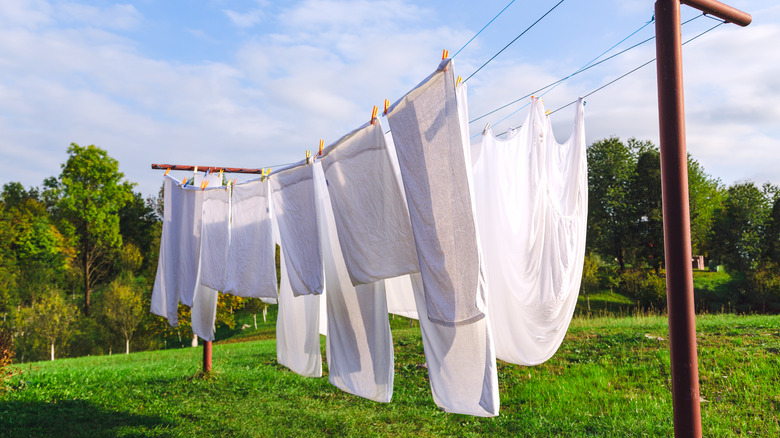 Towels on clothesline