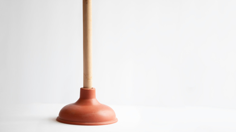 Toilet plunger with a red rubber plunge