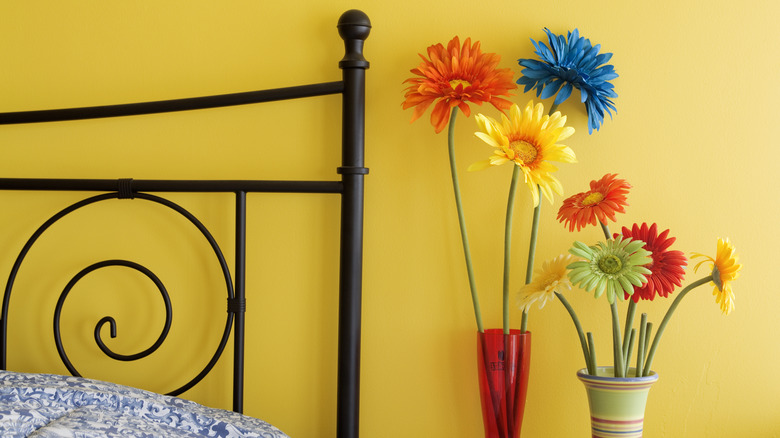 flowers on bedside table