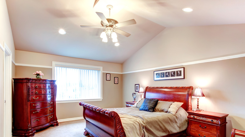 Ceiling fan on cathedral ceiling