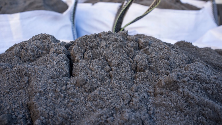 pile of topsoil on tarp