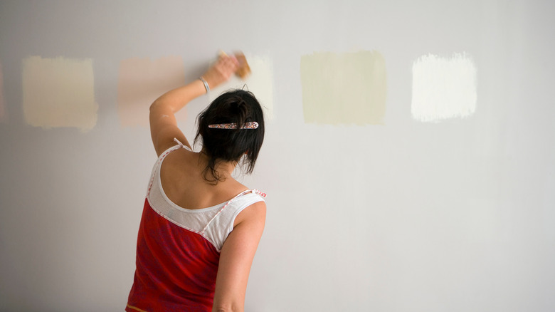 Paint samples on a wall