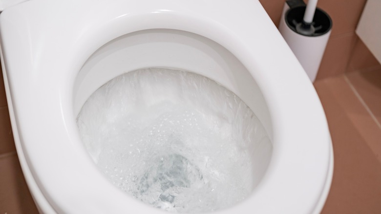 water filling up toilet bowl