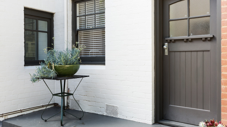 front porch with black accents