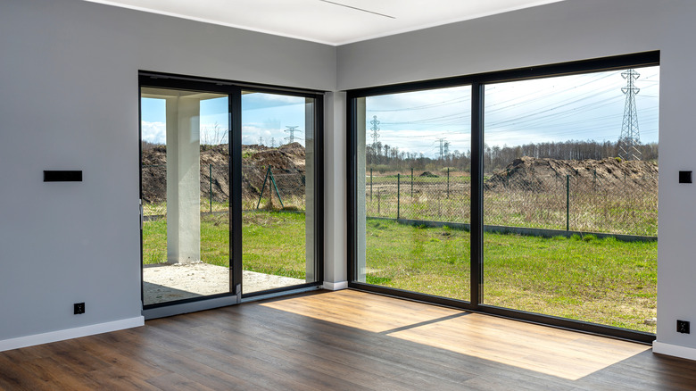 house with wide glass doors