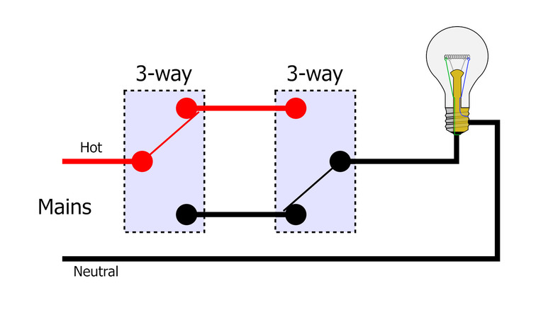 Three-way switch diagram, off position