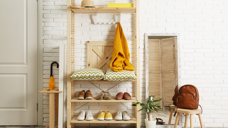 bookshelves in entryway