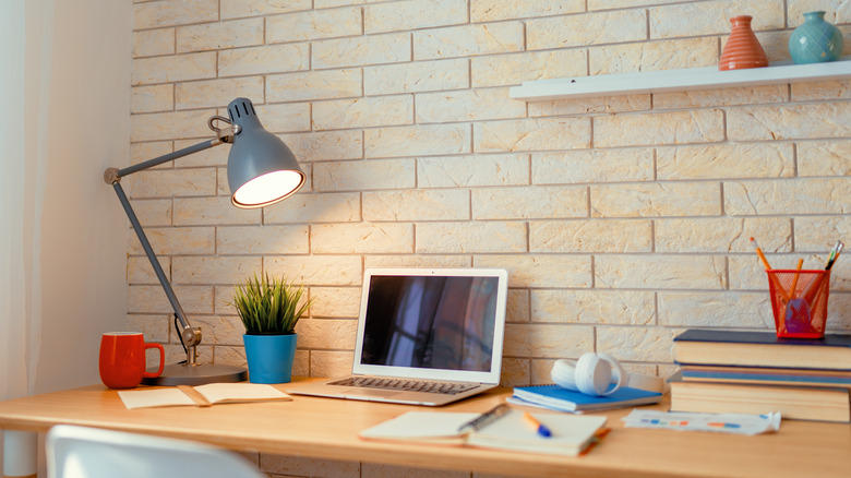 Home office desk with laptop 