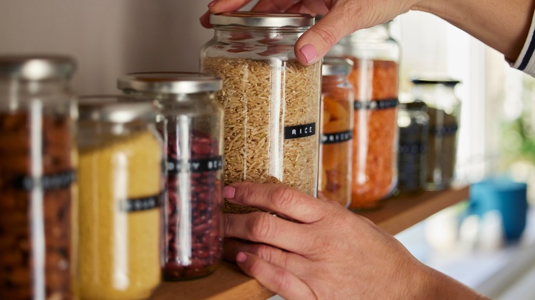 Repurposing glass jars in kitchen