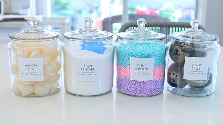 Laundry supplies in glass jars