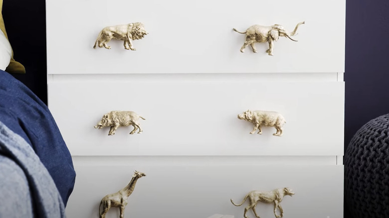 toy animals as dresser handles