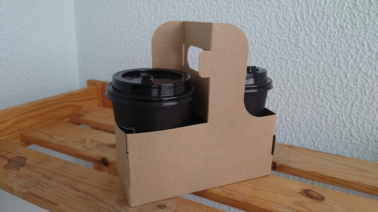 coffee cups in drink carrier