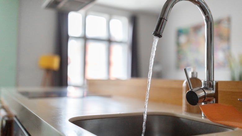 Sink with running water