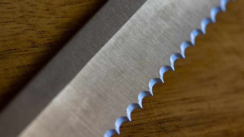 edge of a serrated knife