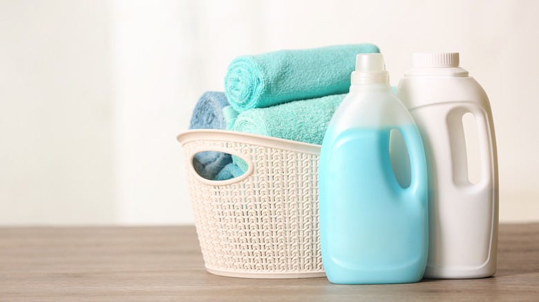 bath towels in a basket