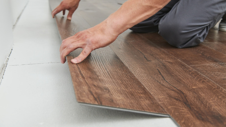 installing prefabricated flooring dark wood