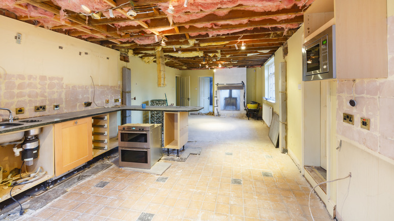 gutted kitchen remodeling in home